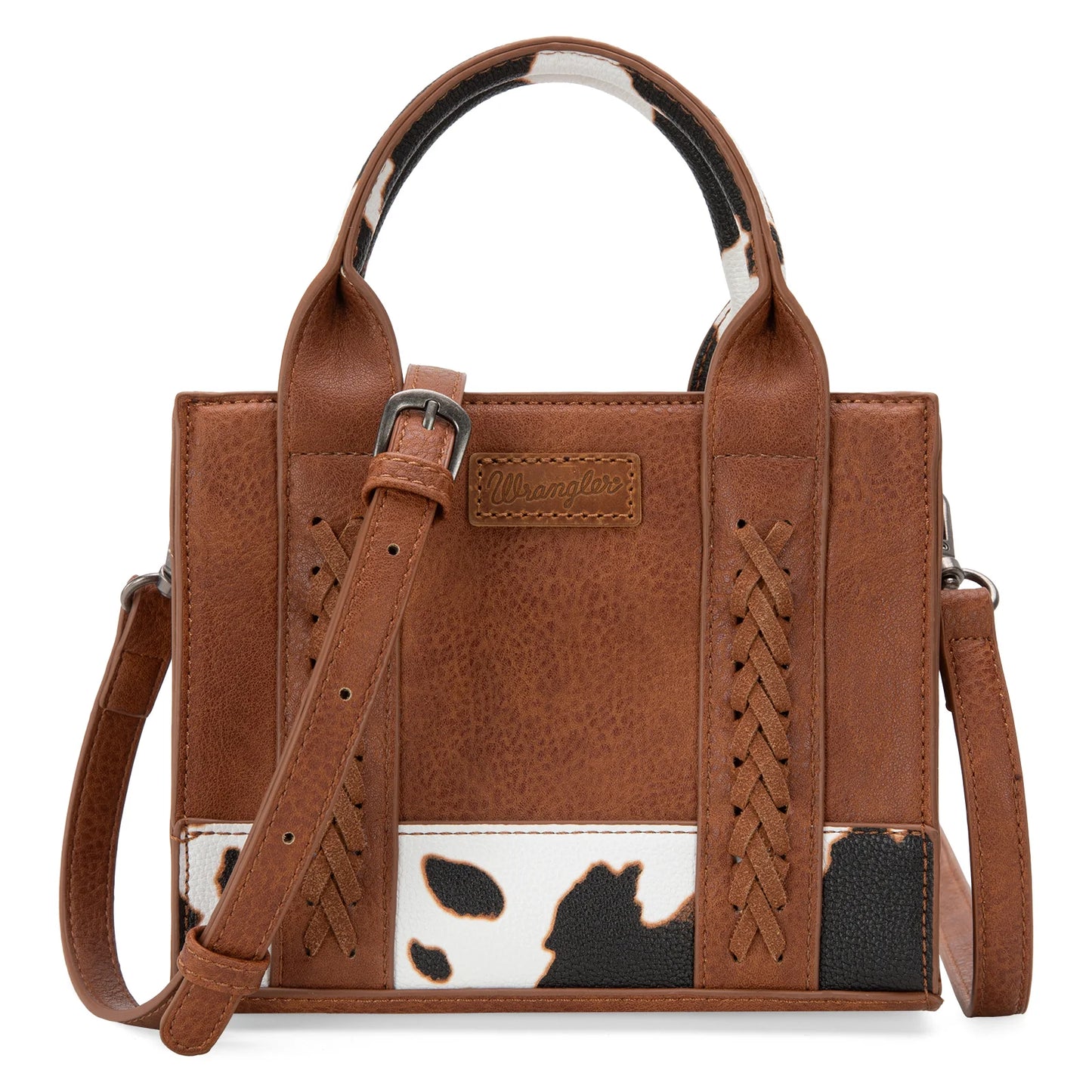 Wrangler Cow Print Mini Tote/Crossbody - Brown