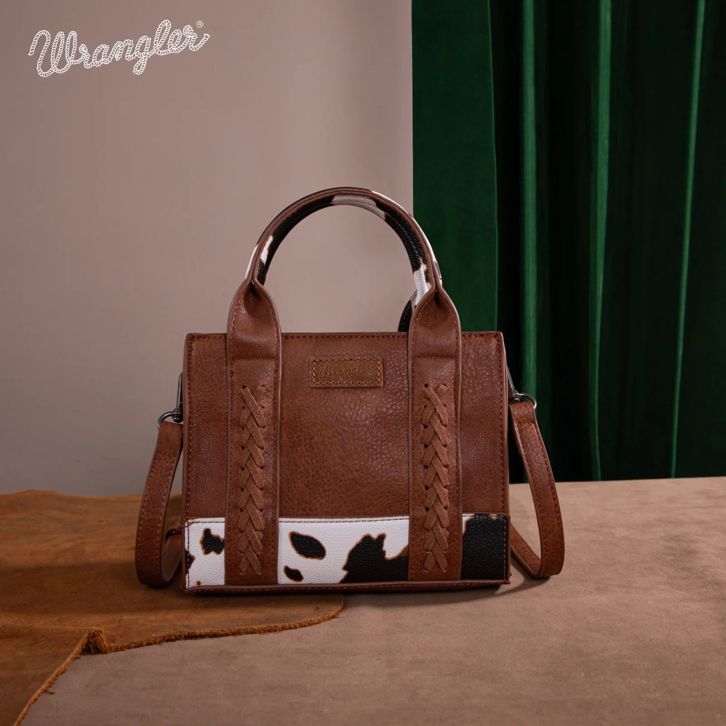 Wrangler Cow Print Mini Tote/Crossbody - Brown