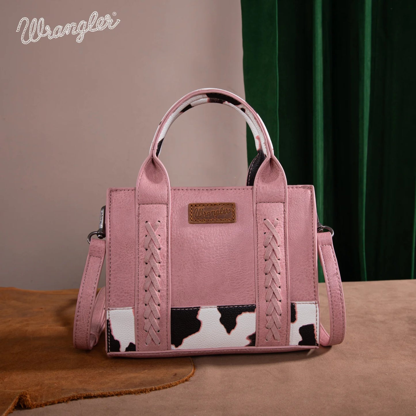 Wrangler Cow Print Mini Tote/Crossbody - Pink