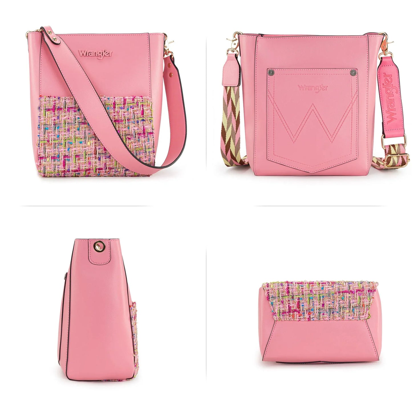 Wrangler Hobo with Mini Crossbody Set - Pink - Chic Meadow Boutique 