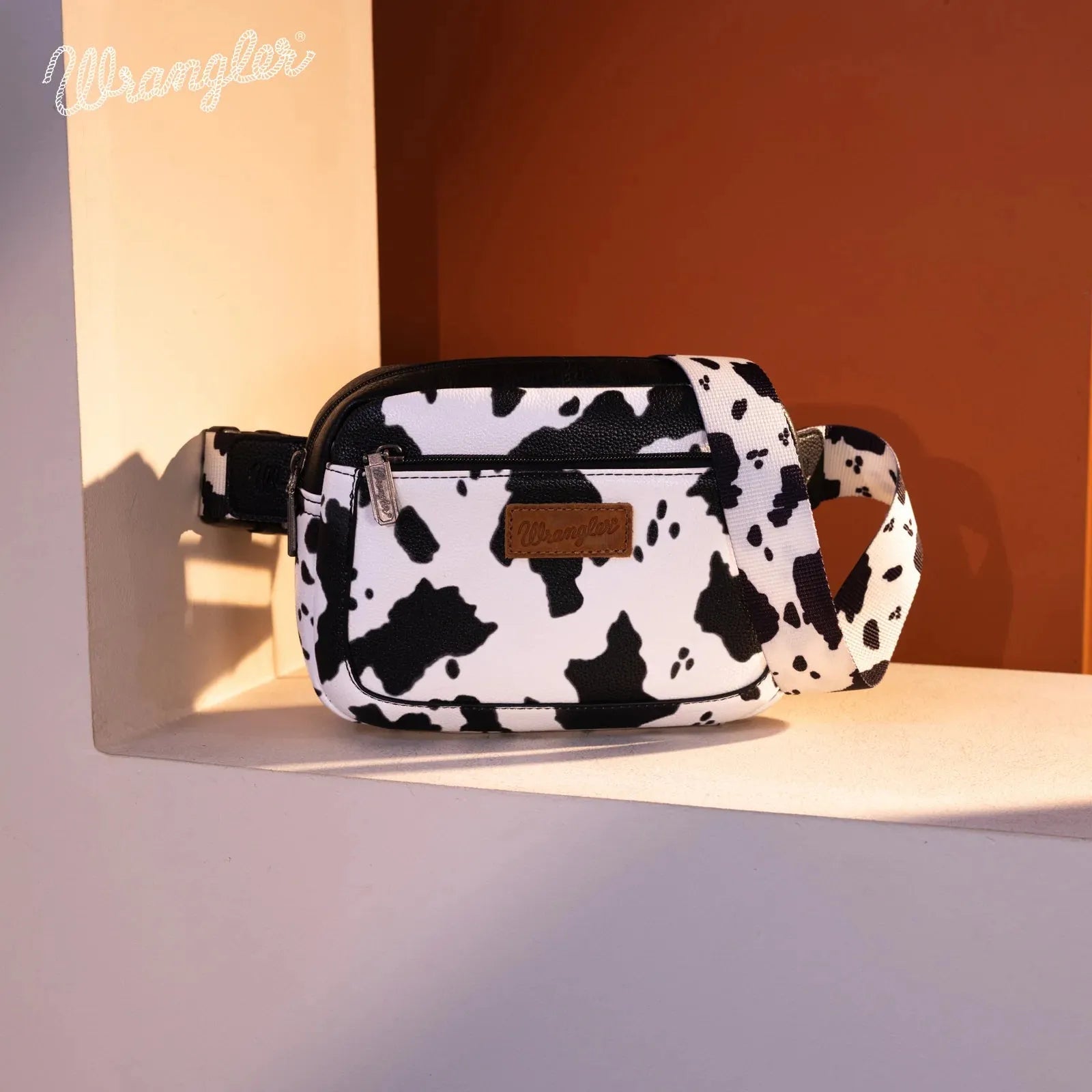 Wrangler Cow Print Belt-Bag - Black - Chic Meadow Boutique 