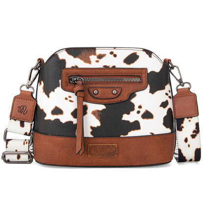 Wrangler Cow Print Crossbody Bag - Brown - Chic Meadow Boutique 