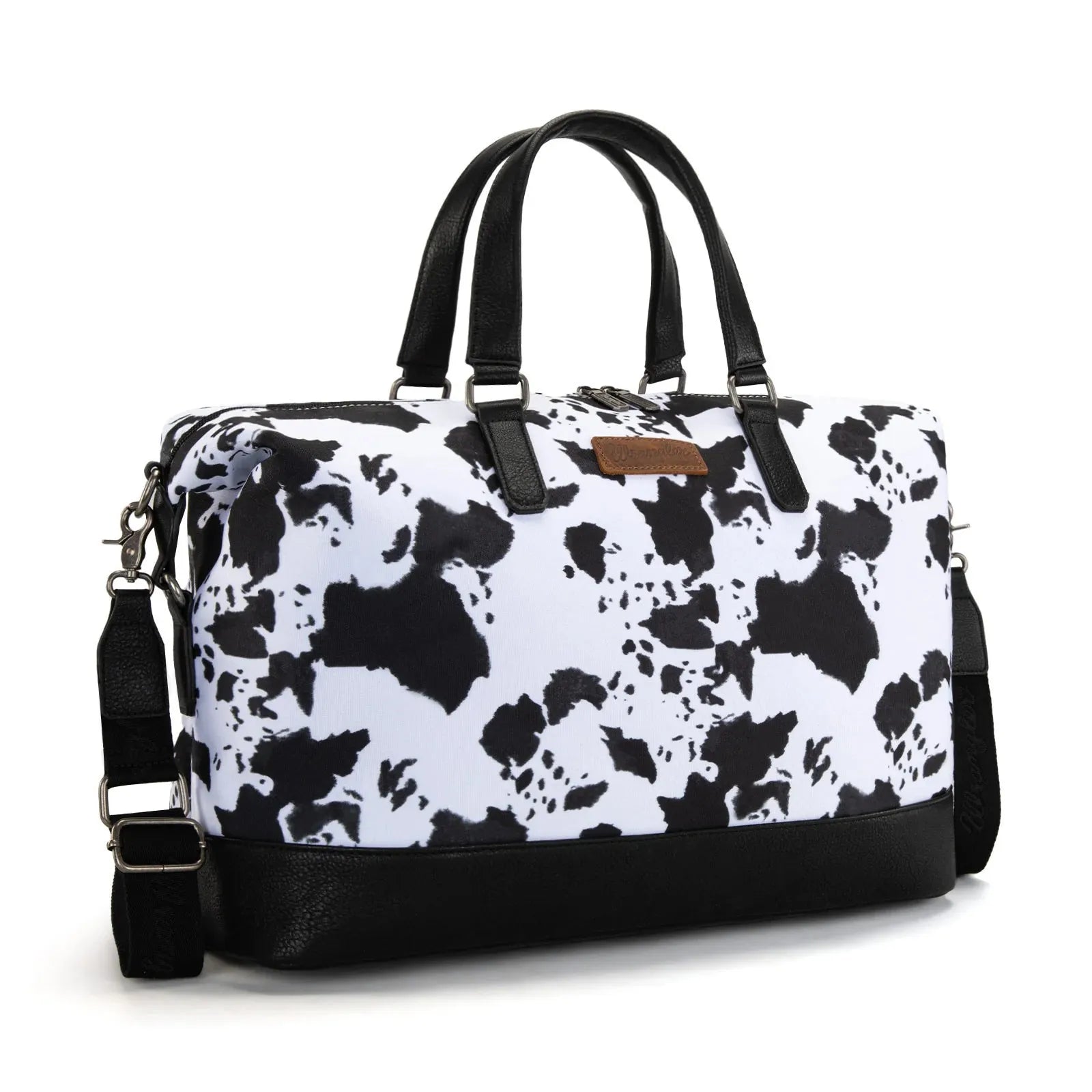 Wrangler Cow Print Collection Weekender Bag - Black - Chic Meadow Boutique 