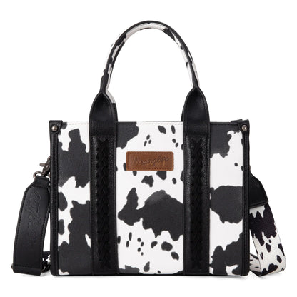 Wrangler Cow Print Tote/Crossbody - Black - Chic Meadow Boutique 