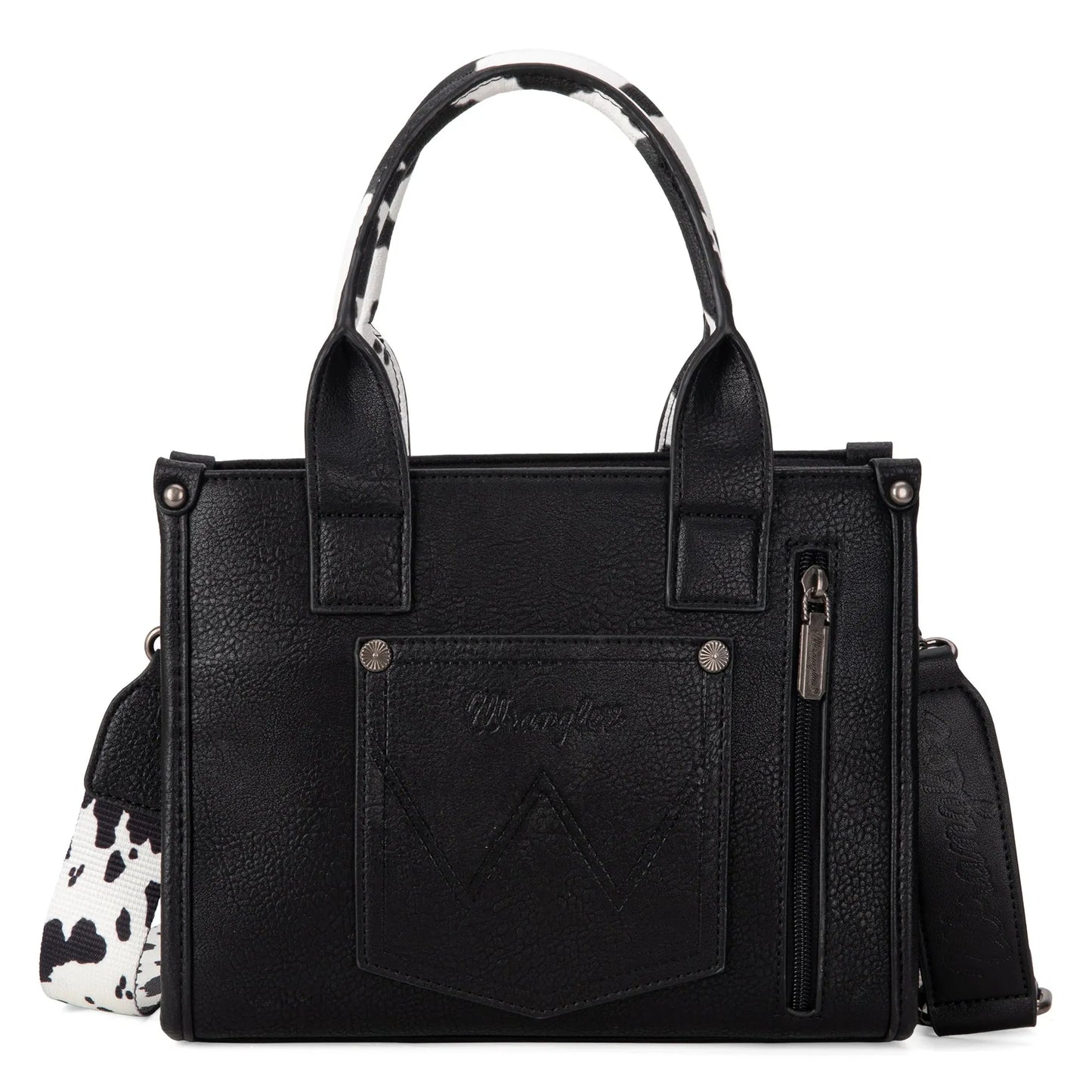 Wrangler Cow Print Tote/Crossbody - Black - Chic Meadow Boutique 