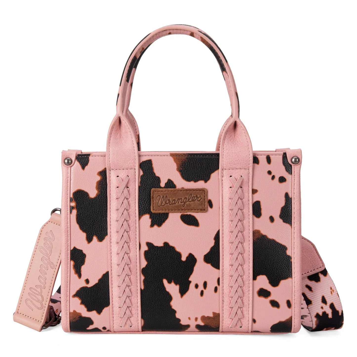 Wrangler Cow Print Tote/Crossbody - Pink - Chic Meadow Boutique 