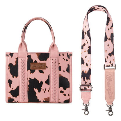 Wrangler Cow Print Tote/Crossbody - Pink - Chic Meadow Boutique 