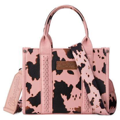 Wrangler Cow Print Tote/Crossbody - Pink - Chic Meadow Boutique 