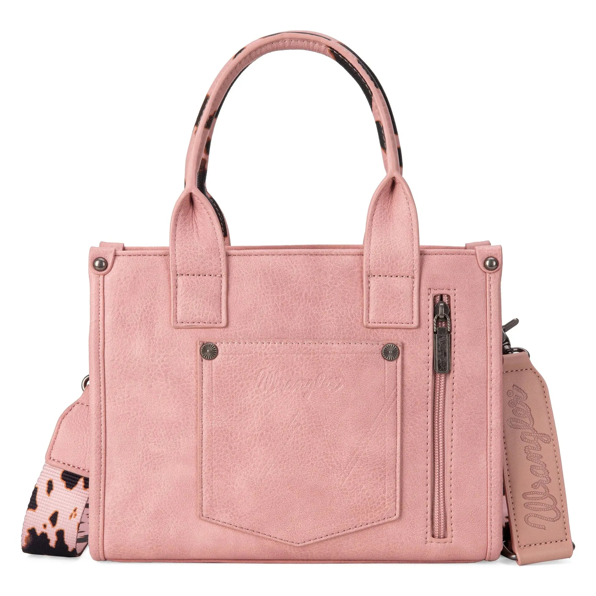 Wrangler Cow Print Tote/Crossbody - Pink - Chic Meadow Boutique 