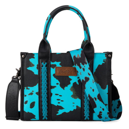 Wrangler Cow Print Tote/Crossbody - Turquoise - Chic Meadow Boutique 