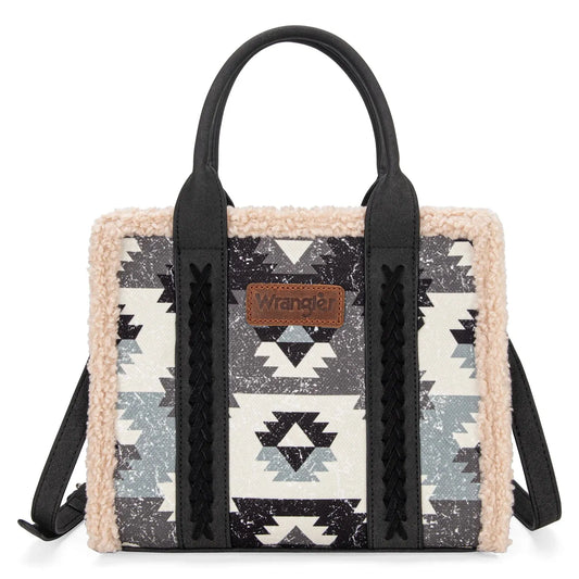 Wrangler Sherpa Southwestern Print Small Canvas Tote/Crossbody - Chic Meadow Boutique 