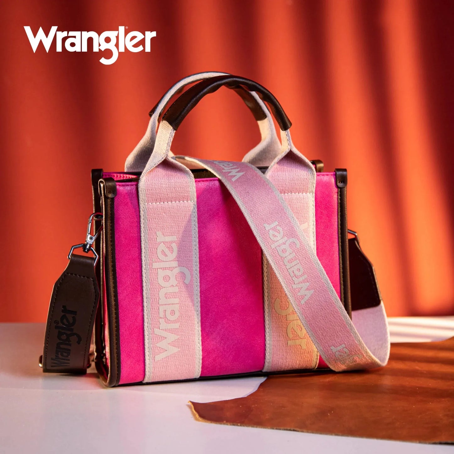 Wrangler Color Block Small Tote/Crossbody - Hot Pink - Chic Meadow Boutique 