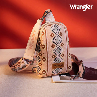 Wrangler Aztec Print Crossbody Sling Chest Bag - Pink - Chic Meadow Boutique 