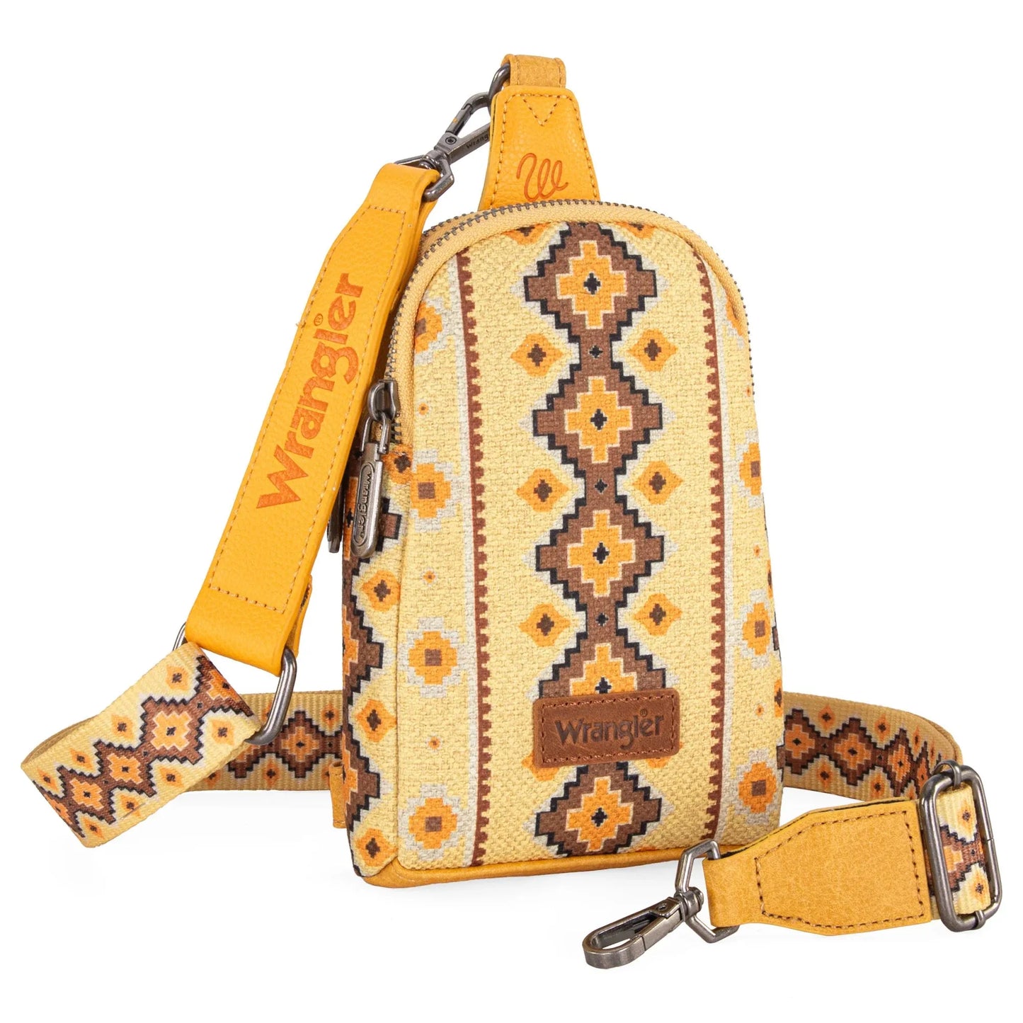 Wrangler Aztec Print Crossbody Sling Chest Bag - Yellow - Chic Meadow Boutique 