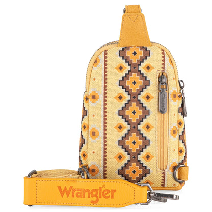 Wrangler Aztec Print Crossbody Sling Chest Bag - Yellow - Chic Meadow Boutique 