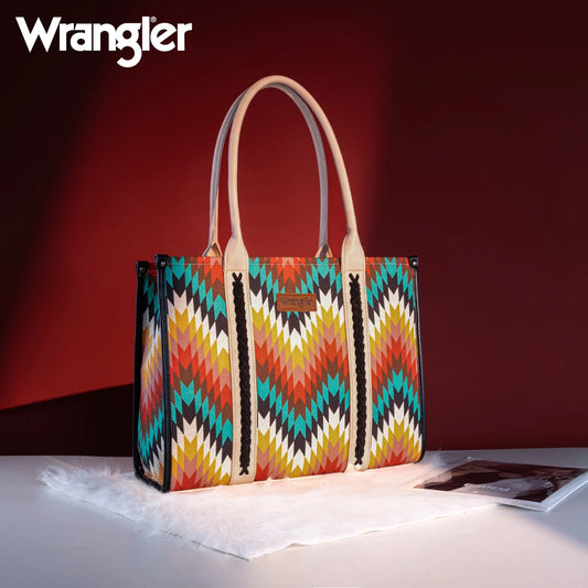 Wrangler Southwestern Pattern Dual Sided Print Wide Tote - Black