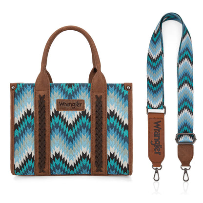 Wrangler Southwestern Pattern Dual Sided Print -Tote/Crossbody - JEAN