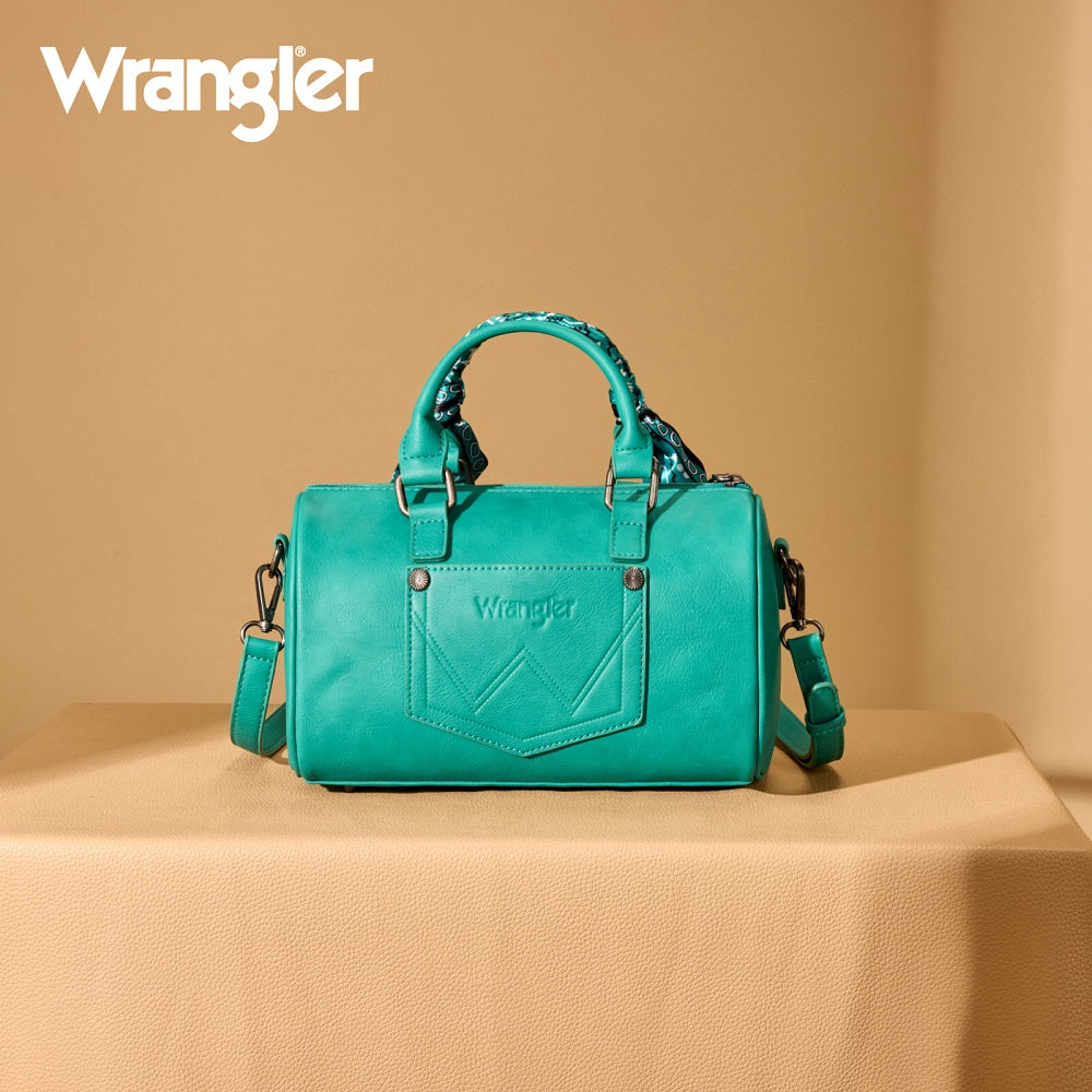 Wrangler Braided Paisley Bandana Boston Bag - Turquoise - Chic Meadow Boutique