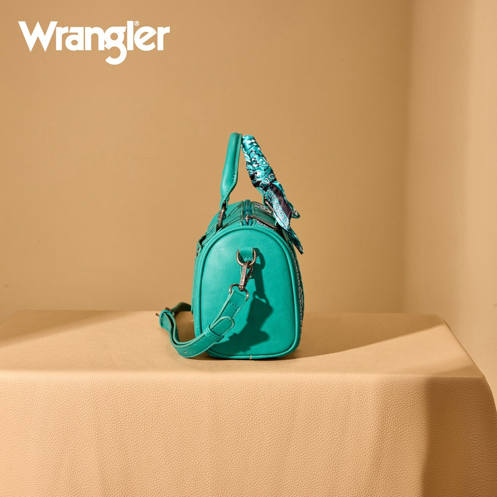 Wrangler Braided Paisley Bandana Boston Bag - Turquoise - Chic Meadow Boutique