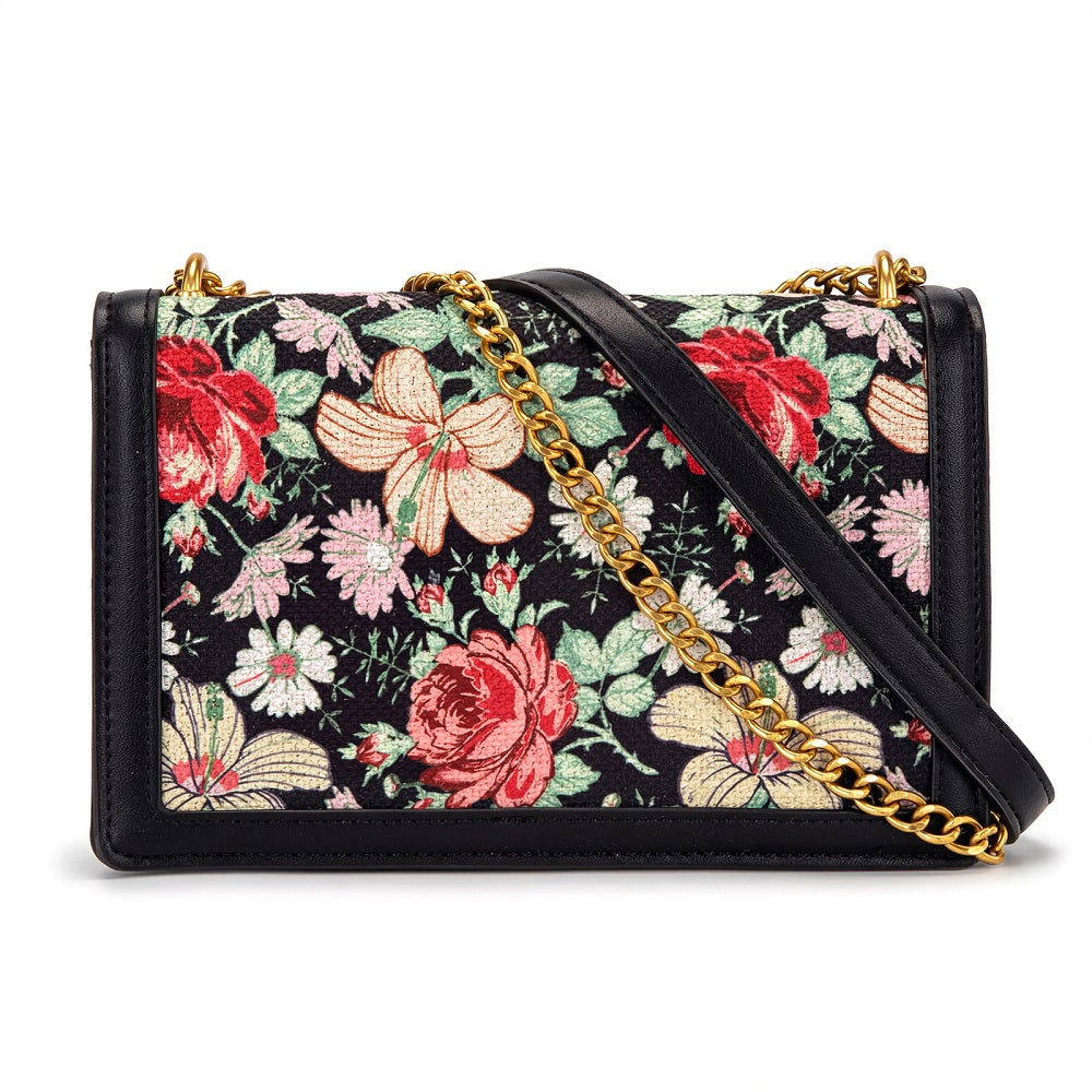 Wrangler Floral Print Chain Crossbody Bag - Black - Chic Meadow Boutique