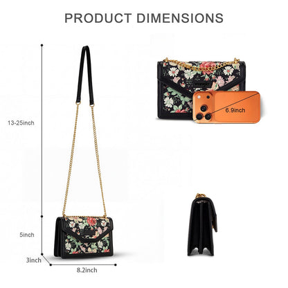 Wrangler Floral Print Chain Crossbody Bag - Black - Chic Meadow Boutique