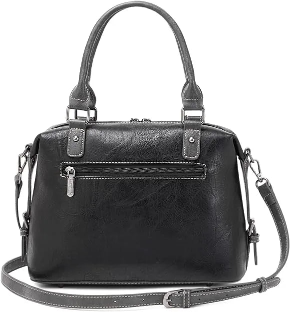 Wrangler Buckle Classic Barrel Satchel Black - Chic Meadow Boutique 