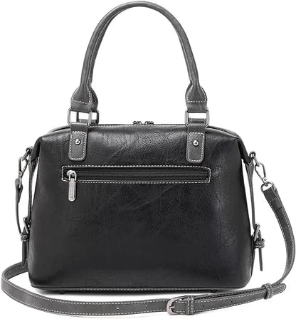 Wrangler Buckle Classic Barrel Satchel Black - Chic Meadow Boutique 