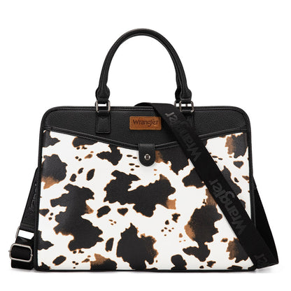 Wrangler Pebbled Faux Leather Laptop Brief Bag - Cow-Black - Chic Meadow Boutique