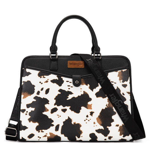Wrangler Pebbled Faux Leather Laptop Brief Bag - Cow-Black - Chic Meadow Boutique