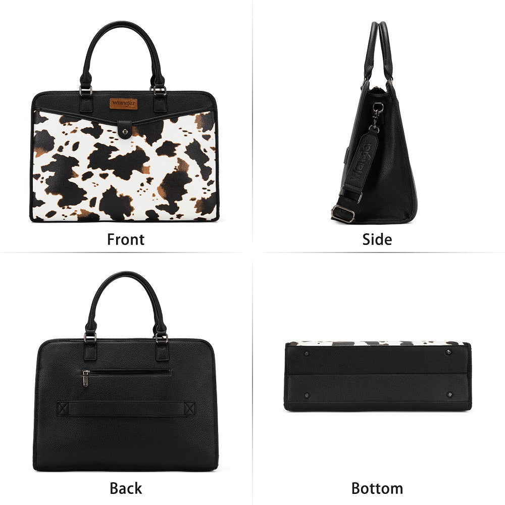 Wrangler Pebbled Faux Leather Laptop Brief Bag - Cow-Black - Chic Meadow Boutique