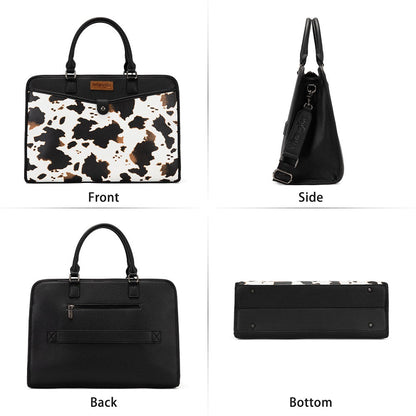 Wrangler Pebbled Faux Leather Laptop Brief Bag - Cow-Black - Chic Meadow Boutique