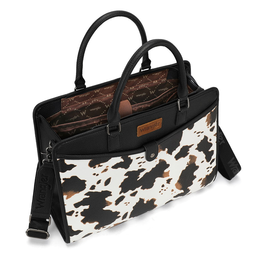 Wrangler Pebbled Faux Leather Laptop Brief Bag - Cow-Black - Chic Meadow Boutique