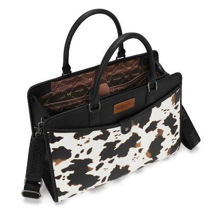 Wrangler Pebbled Faux Leather Laptop Brief Bag - Cow-Black - Chic Meadow Boutique