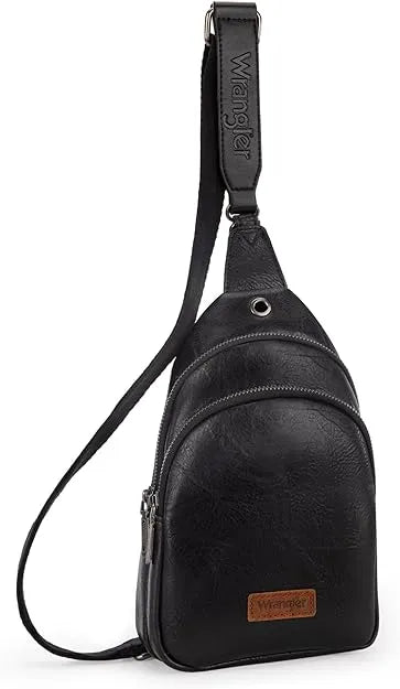 Wrangler Sling Bag/Crossbody/Chest Bag Dual Zippered Compartment - Black - Chic Meadow Boutique 