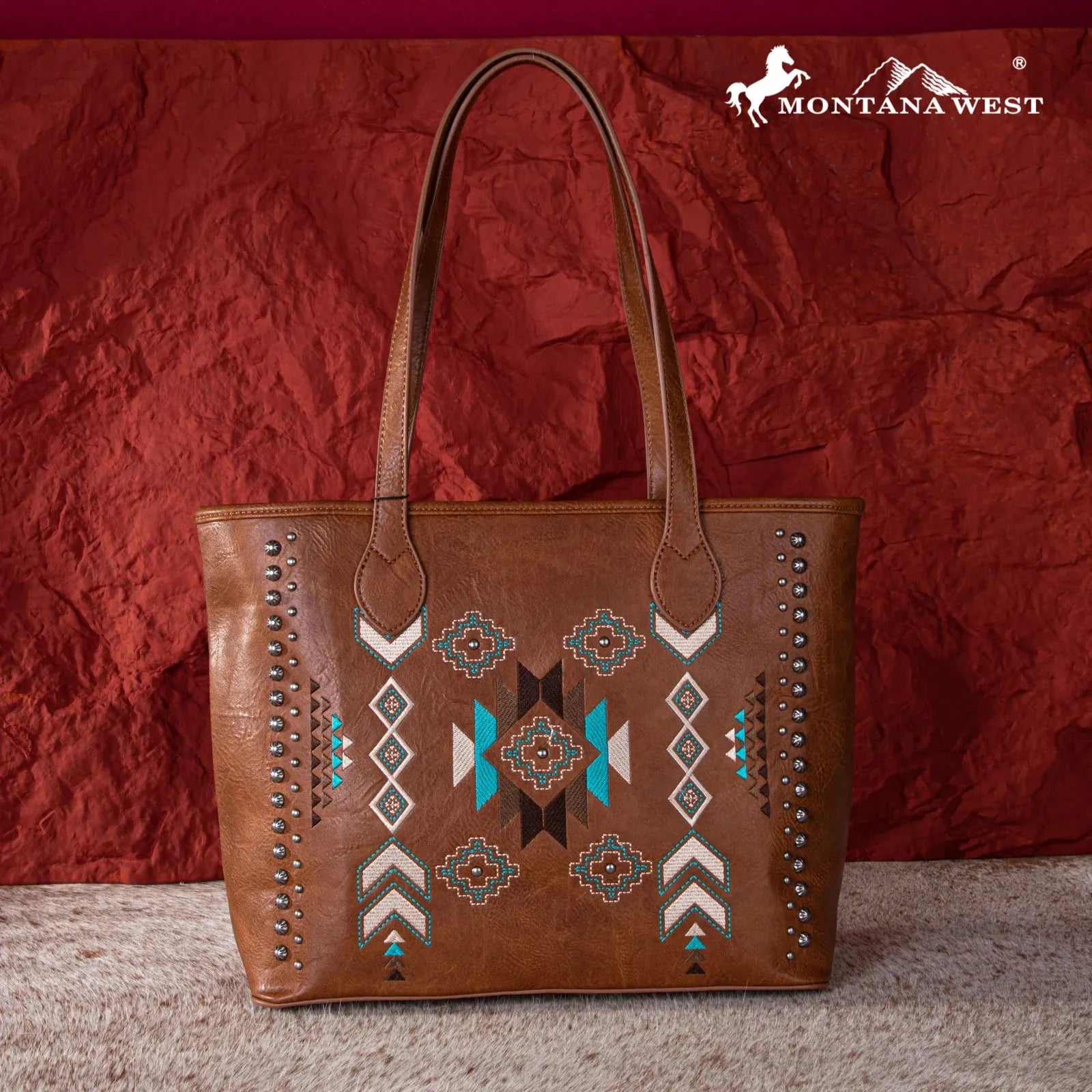 Montana West Embroidered Collection Tote - Brown