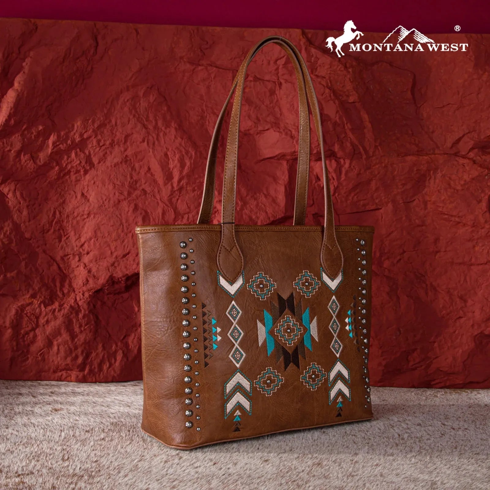 Montana West Embroidered Collection Tote - Brown