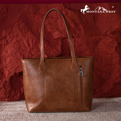 Montana West Embroidered Collection Tote - Brown