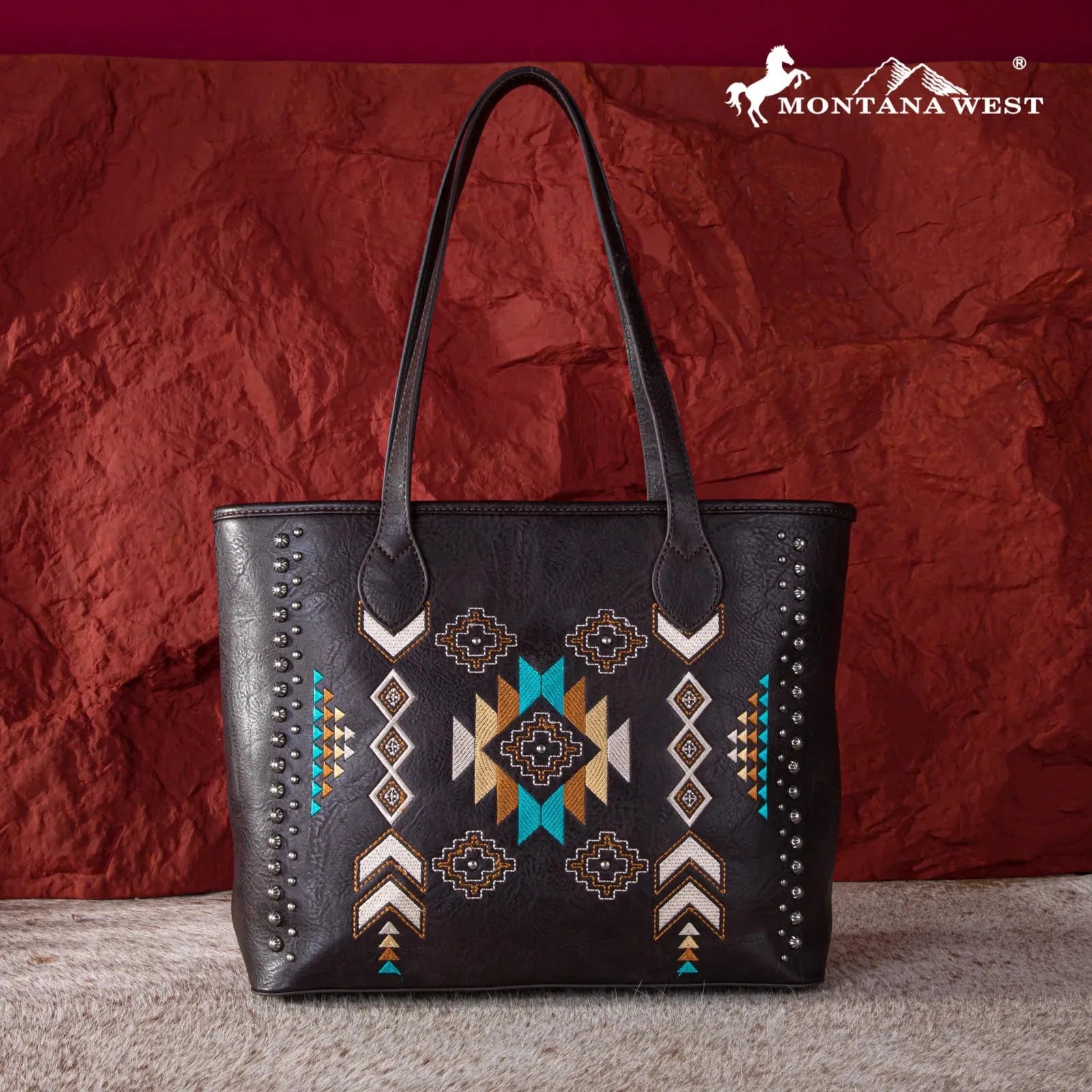 Montana West Embroidered Collection Tote - Coffee - Chic Meadow Boutique 