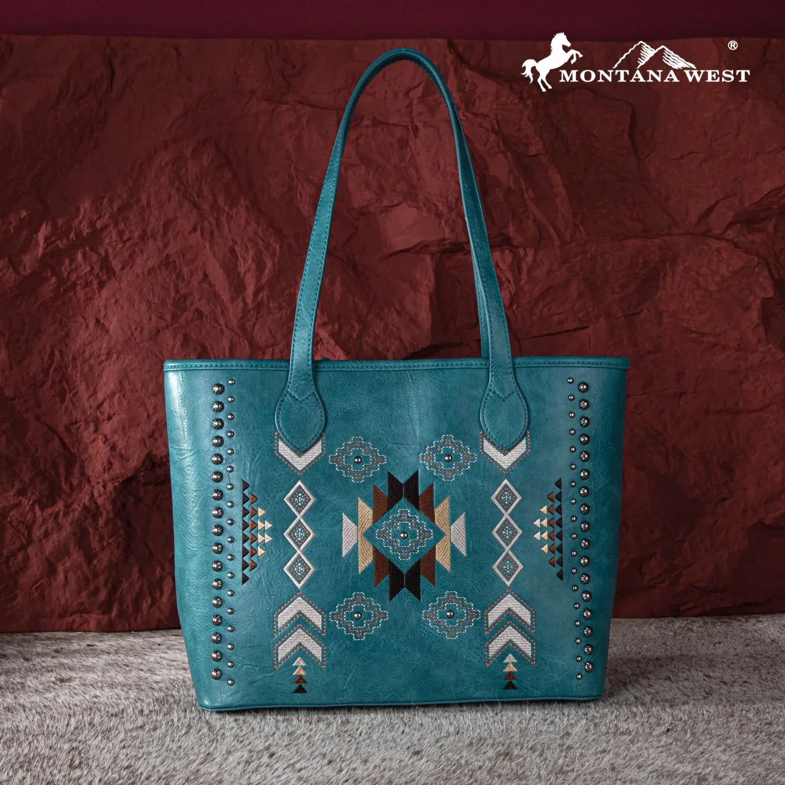 Montana West Embroidered Collection Tote - Turquoise