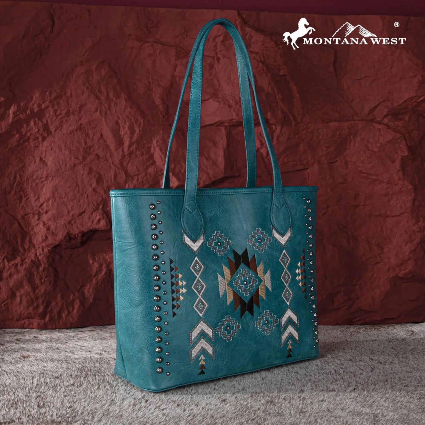 Montana West Embroidered Collection Tote - Turquoise - Chic Meadow Boutique 