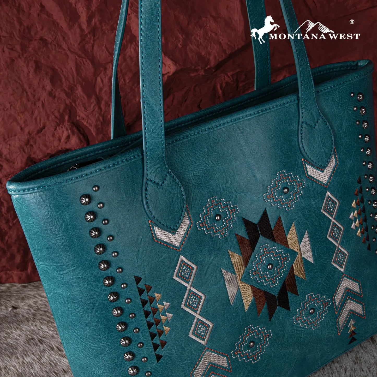 Montana West Embroidered Collection Tote - Turquoise - Chic Meadow Boutique 