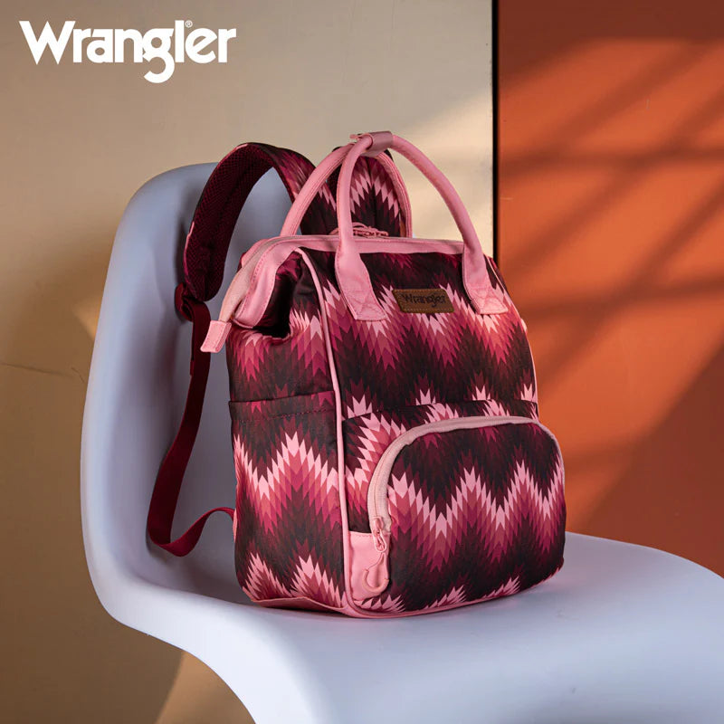 Wrangler Aztec Printed Callie Backpack - Dark Pink