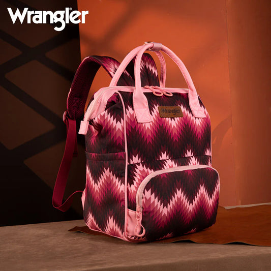 Wrangler Aztec Printed Callie Backpack - Dark Pink