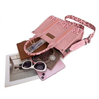 Wrangler Leopard Print Concealed Carry Tote/Crossbody - Pink - Chic Meadow Boutique