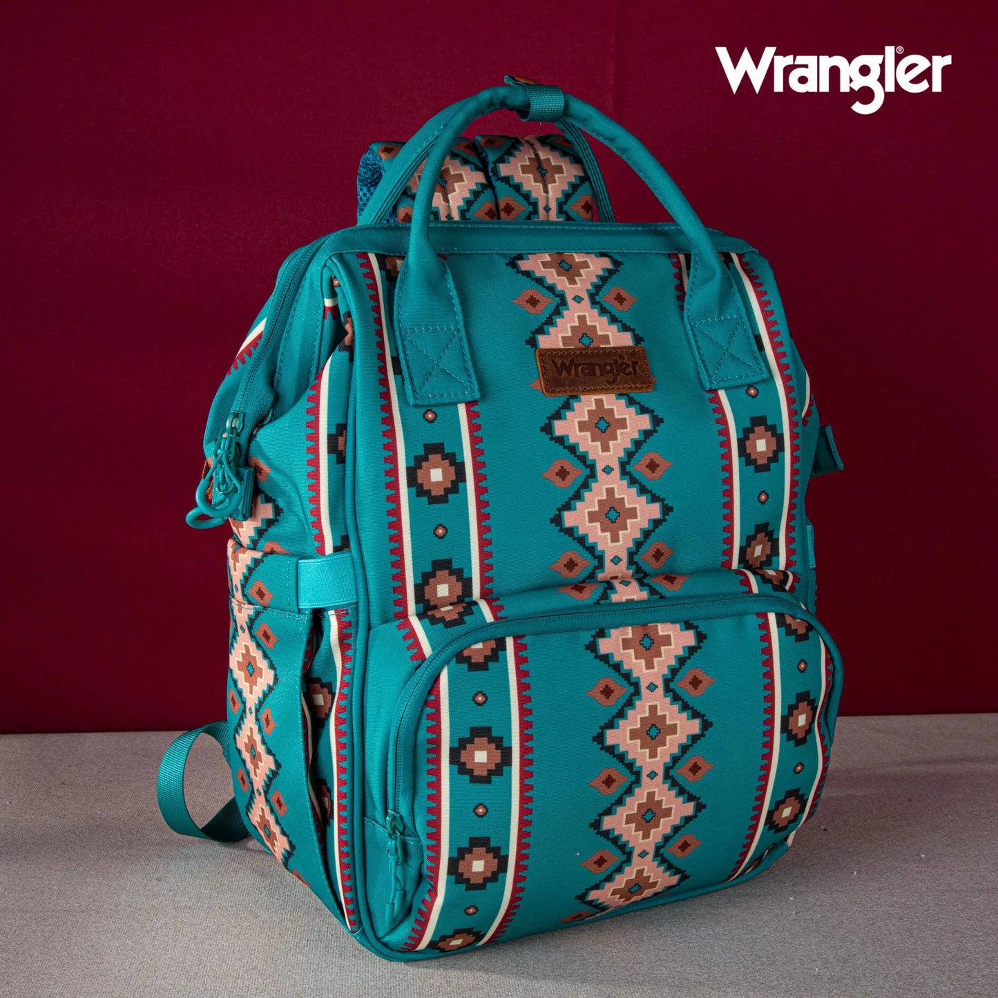 Wrangler Allover Aztec Dual Sided Backpack - Green - Chic Meadow Boutique 