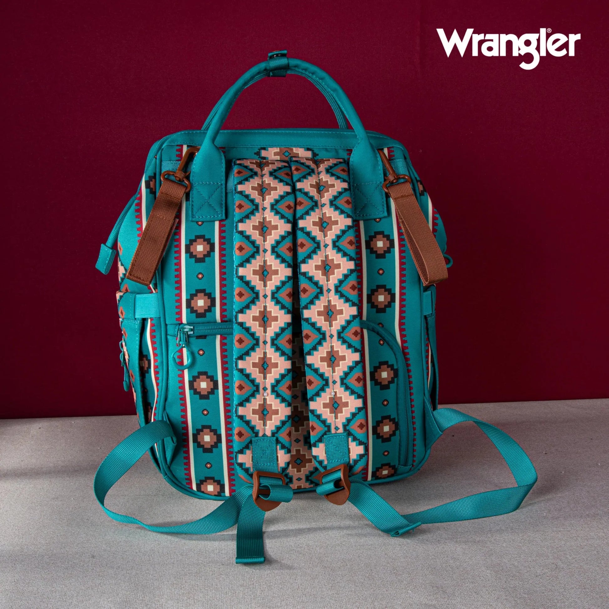 Wrangler Allover Aztec Dual Sided Backpack - Green - Chic Meadow Boutique 