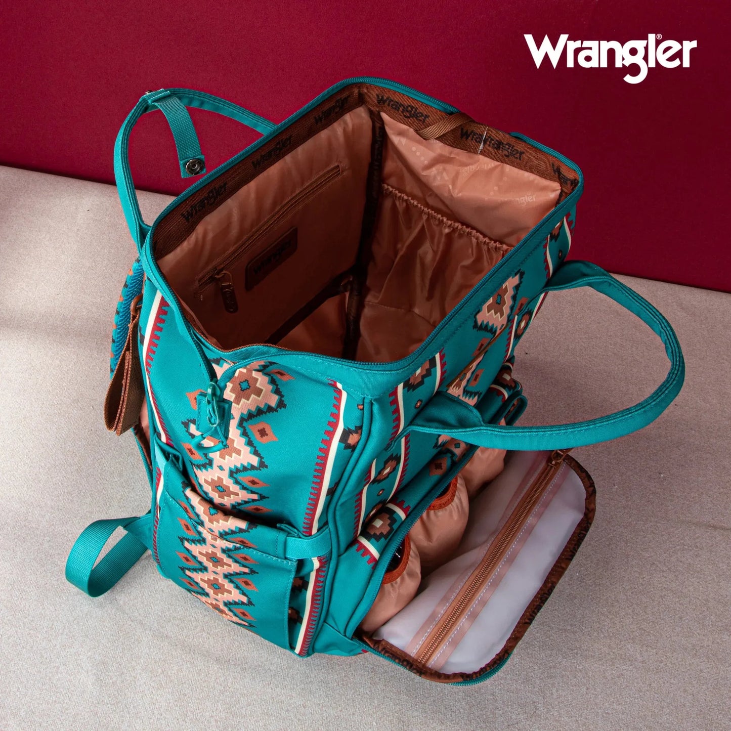 Wrangler Allover Aztec Dual Sided Backpack - Green - Chic Meadow Boutique 