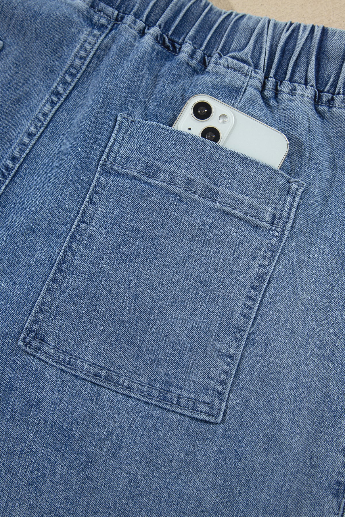 Dusk Blue Elastic Waist Harem Ankle Length Jeans