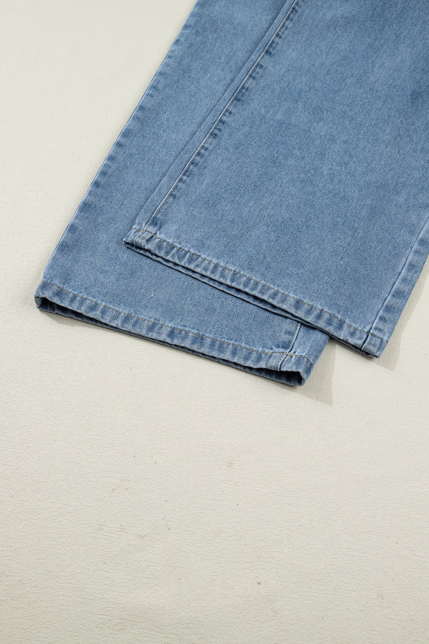 Dusk Blue Pleated Wide Leg Retro Pocketed Denim Jumpsuit