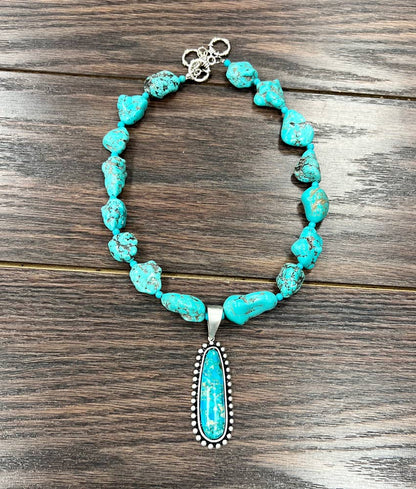 737545, 17" Handmade Gemstone Turquoise Necklace